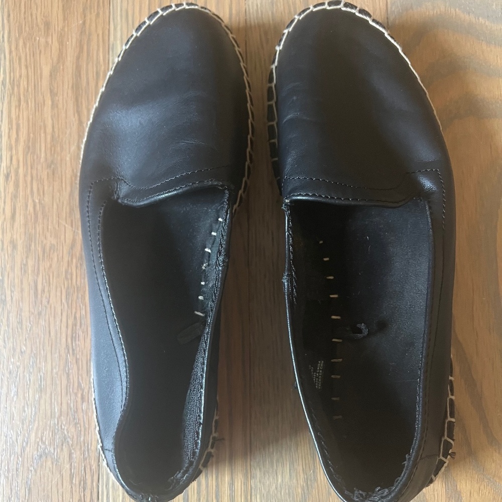 Women’s black leather espadrilles